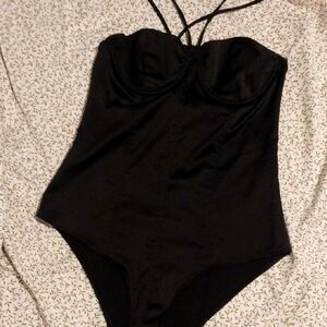 Zara Black Strapless Bodysuit Sweetheart